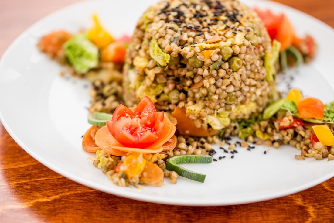 Buckwheat whole grain and vegetable meal.