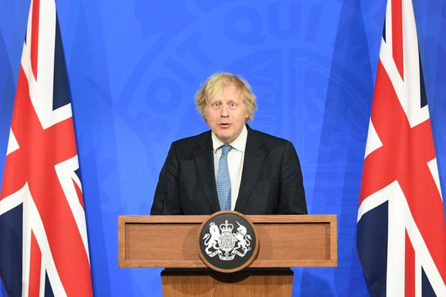 Prime Minister Boris Johnson, during a media briefing in Downing Street, London, on coronavirus (Covid-19)....