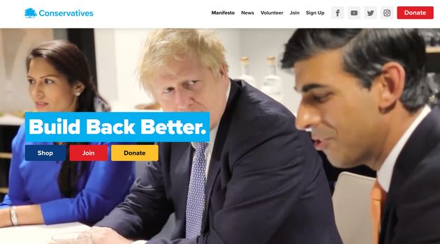 The party's 'Build Back Better' slogan on the Conservative Party