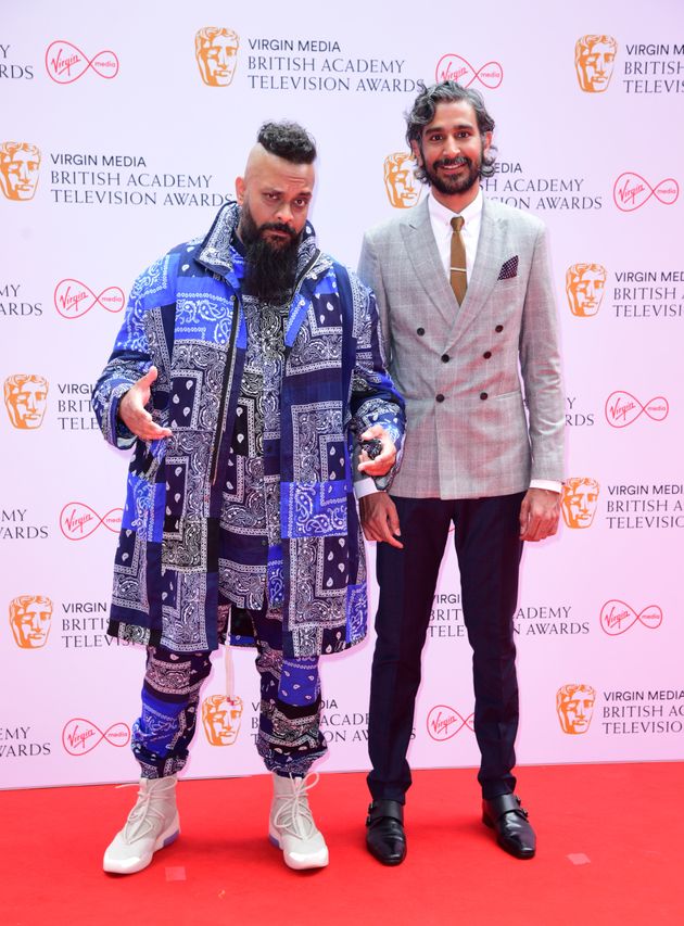 Guz Khan (left) and Arslan Ashraf Moghal arrive for the Virgin Media BAFTA TV awards at the TV Centre,...