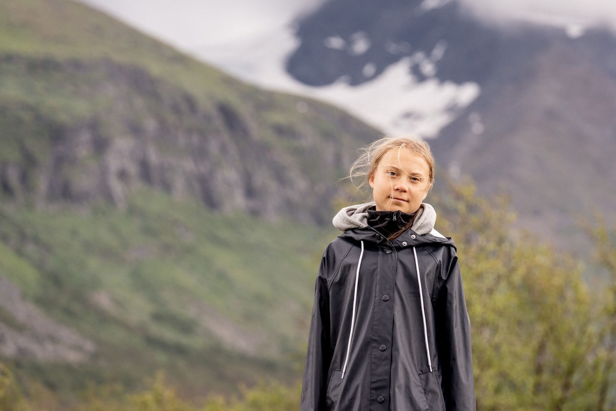 Swedish climate activist Greta Thunberg poses for a