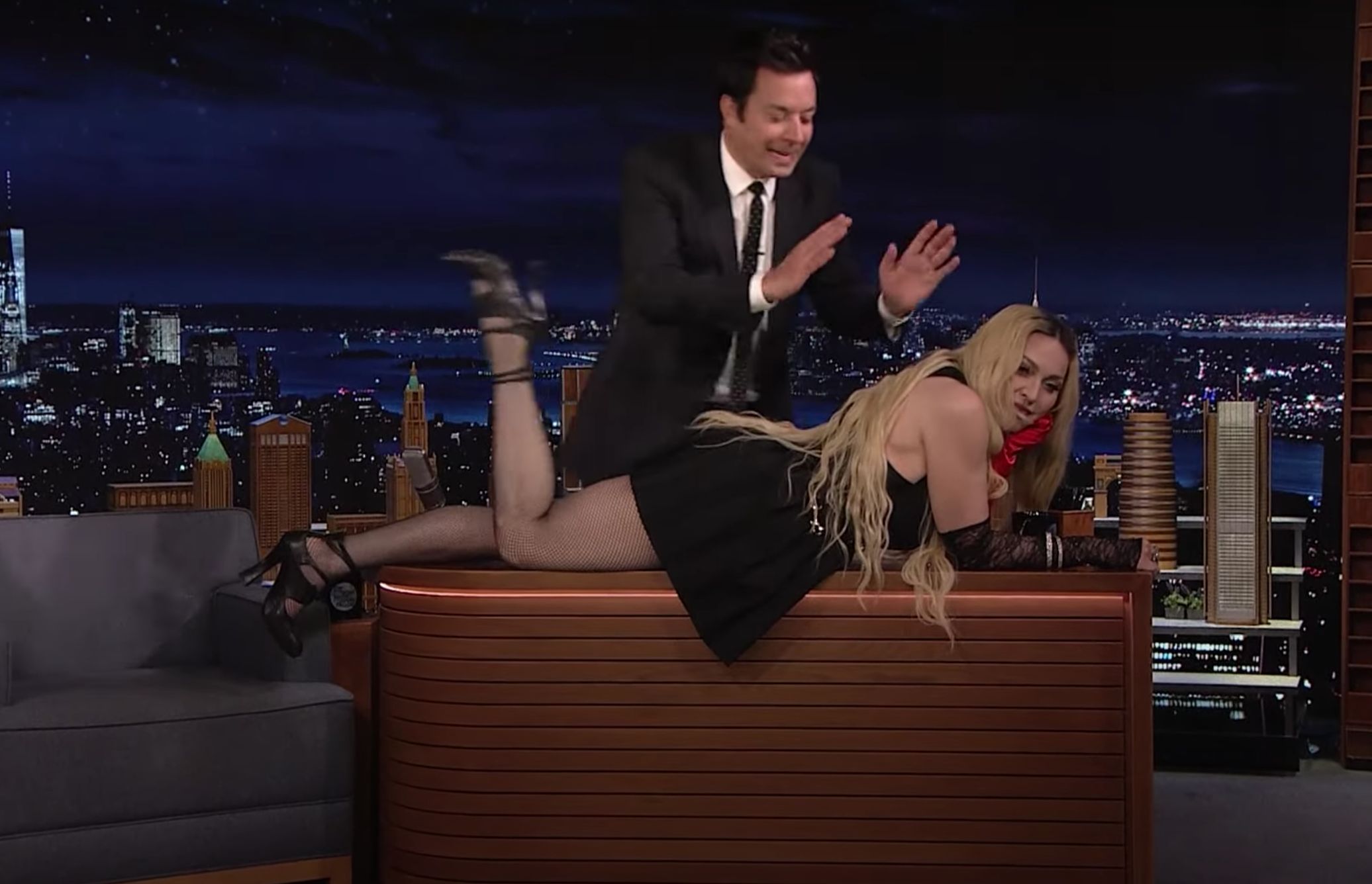 The host seemed somewhat flustered by Madonna's