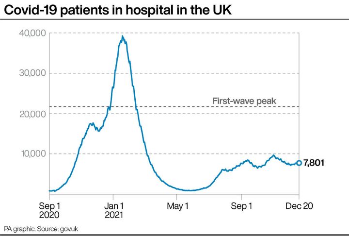 Covid-19 patients in hospital in the UK
