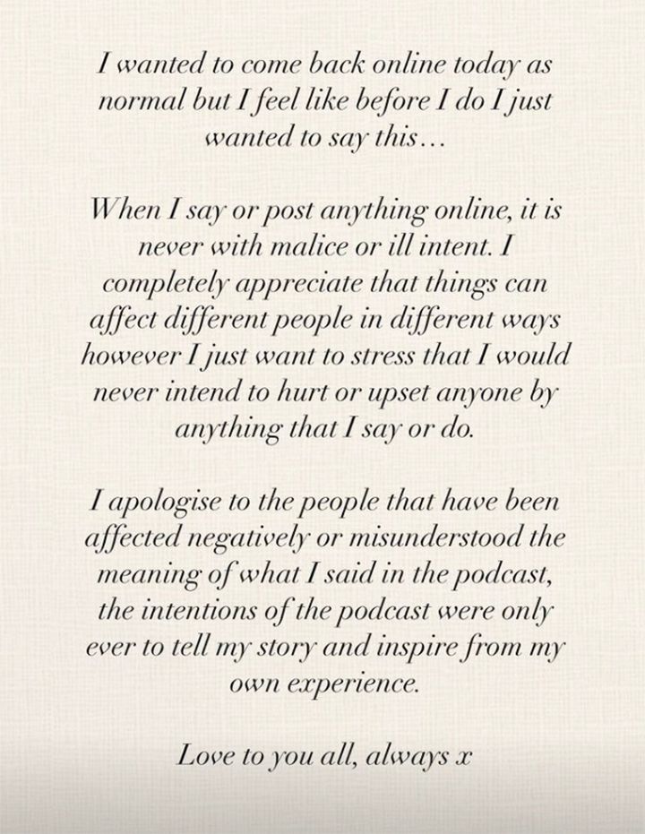 Molly-Mae shared this statement on her Instagram story