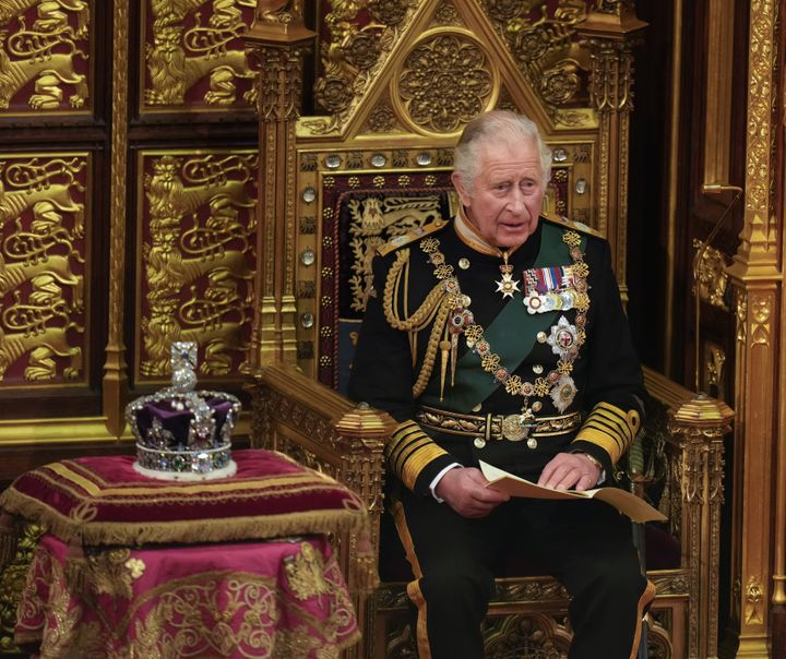 The Prince of Wales delivers the Queen's Speech during the State Opening of Parliament in the House of Lords.