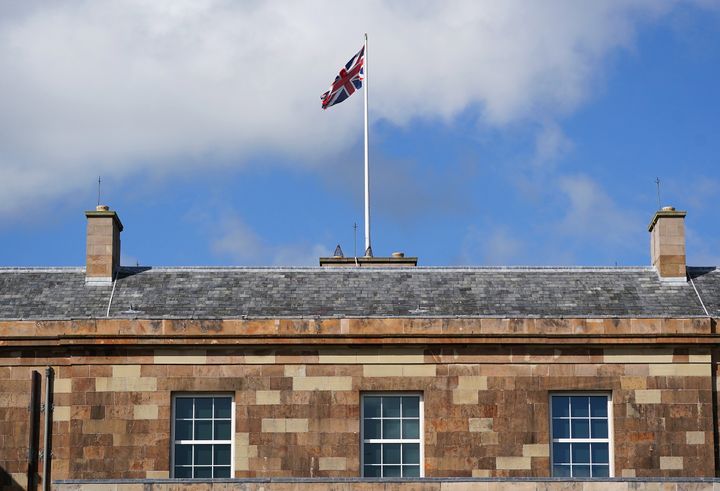 The Union Jack flies at full mast at Hillsborough Castle, Belfast, after the Proclamation of Accession of King Charles III.