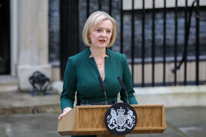 Liz Truss making her farewell speech on Tuesday morning
