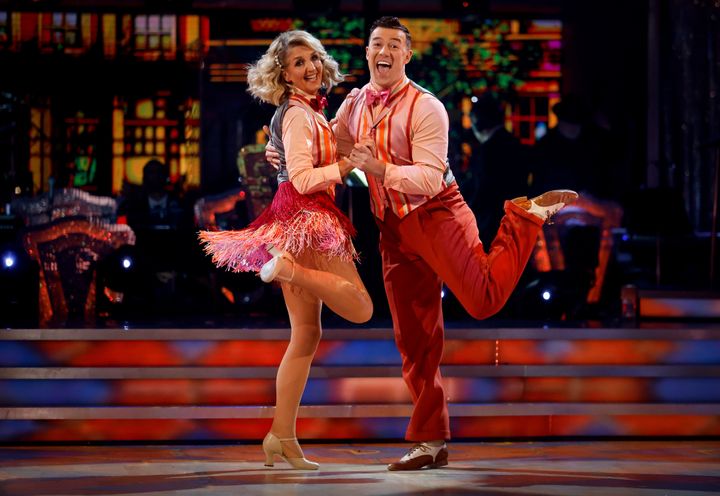 Kaye Adams and Kai Widdrington perform on the second live show of Strictly Come Dancing 2022.