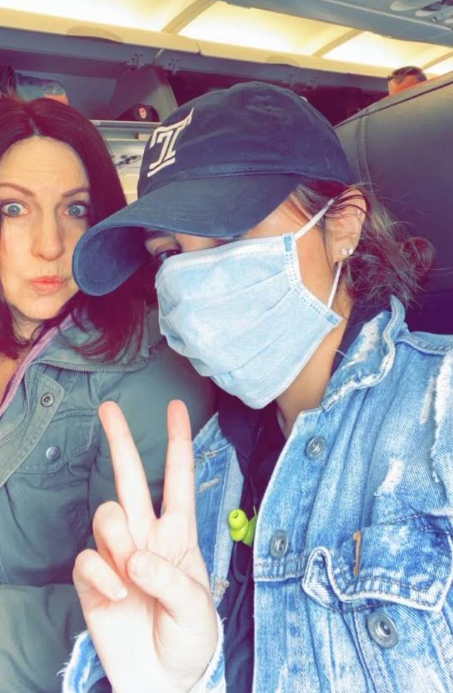 The author and Sammie flying pre-pandemic. "People with CF have to be cautious about exposure to respiratory viruses — even a cold can develop into a lung infection," she writes.