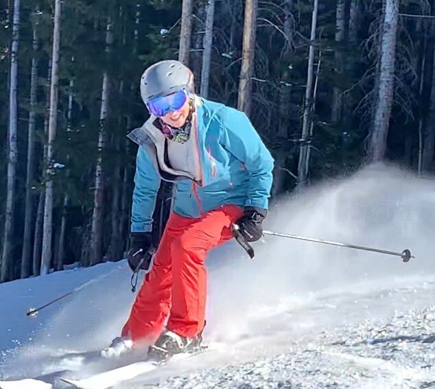 The author's first time back in her skis and using her T-Pass at Telluride after she finished her cancer treatment (January 2022).
