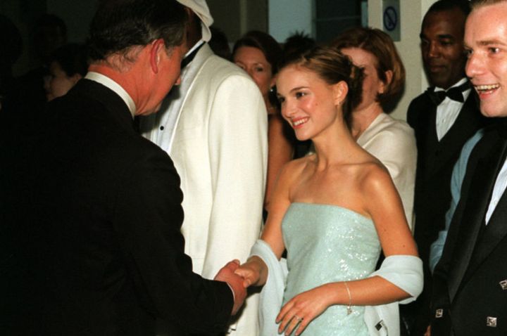 Then Prince of Wales meets Natalie Portman at The Phantom Menace Royal Film Performance at the Odeon Leicester Square