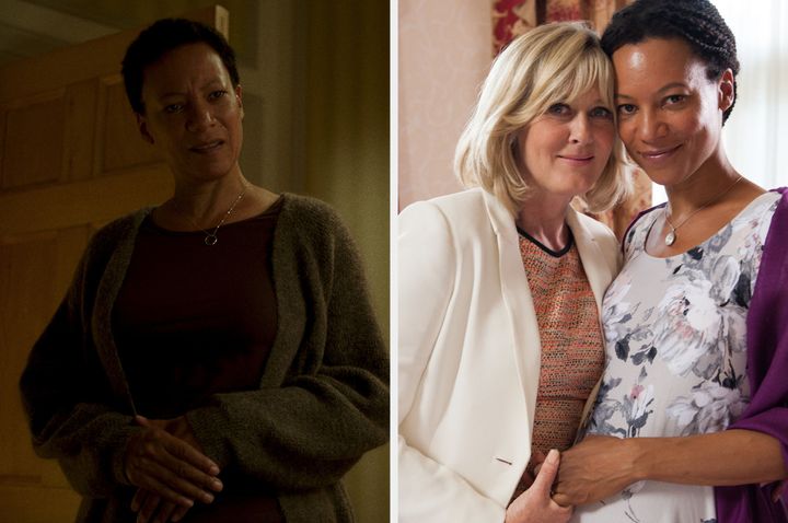 Nina Sosanya in Baby Reindeer (left) and with Sarah Lancashire in Last Tango In Halifax (right)