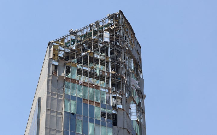 This picture shows a building damaged in an Israeli strike on Tehran on June 13, 2025. 