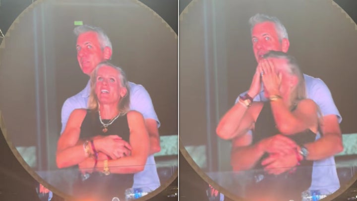 The pair on a kiss cam