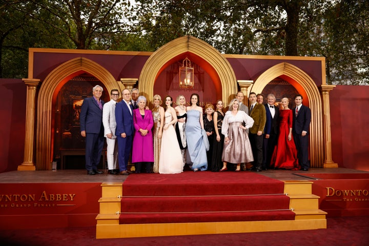 Michelle Dockery with her Downton Abbey co-stars at the premiere of The Grand Finale