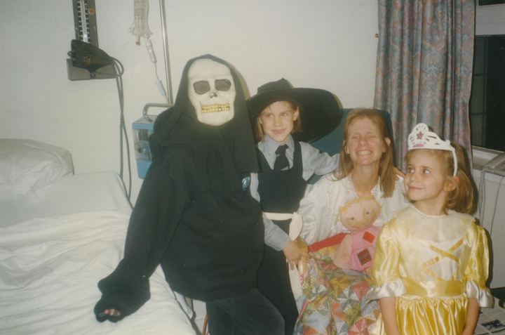 The author's three children visit her on Halloween while she recovered from another Crohn's-related bowel resection.