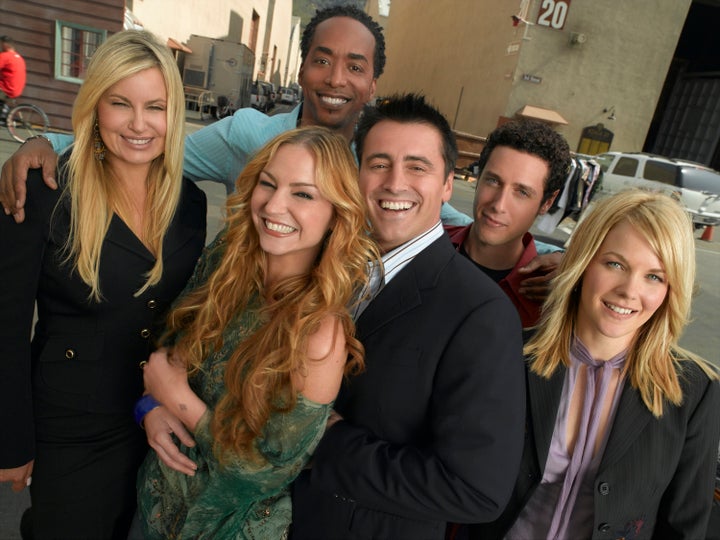 Jennifer Coolidge, Miguel A. Núñez Jr, Paulo Costanzo, Andrea Anders, Matt LeBlanc and Drea de Matteo on the set of Joey