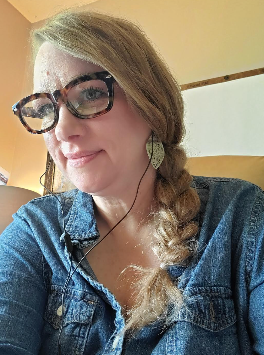 The author at her desk in 2022.