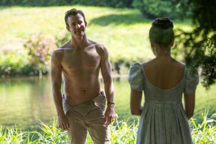 Luke Thompson and Yerin Ha in another key moment from Bridgerton's fourth season