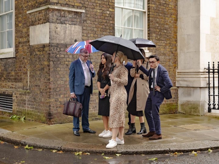 Matthew Doyle (left) in Downing Street with other No10 officials after Labour's election victory in 2024.