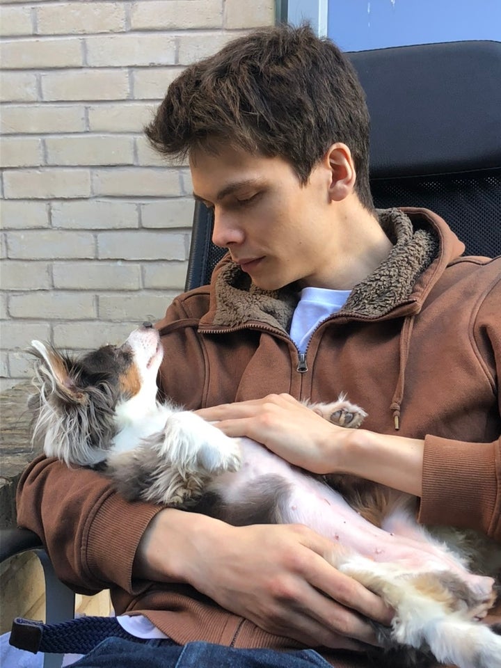 Tom and Maya in our yard in London, December 2020.