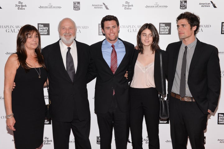 Nick Reiner is the third of Rob Reiner’s four children. He's seen here, right, with his parents and siblings Jake and Romy in 2014.