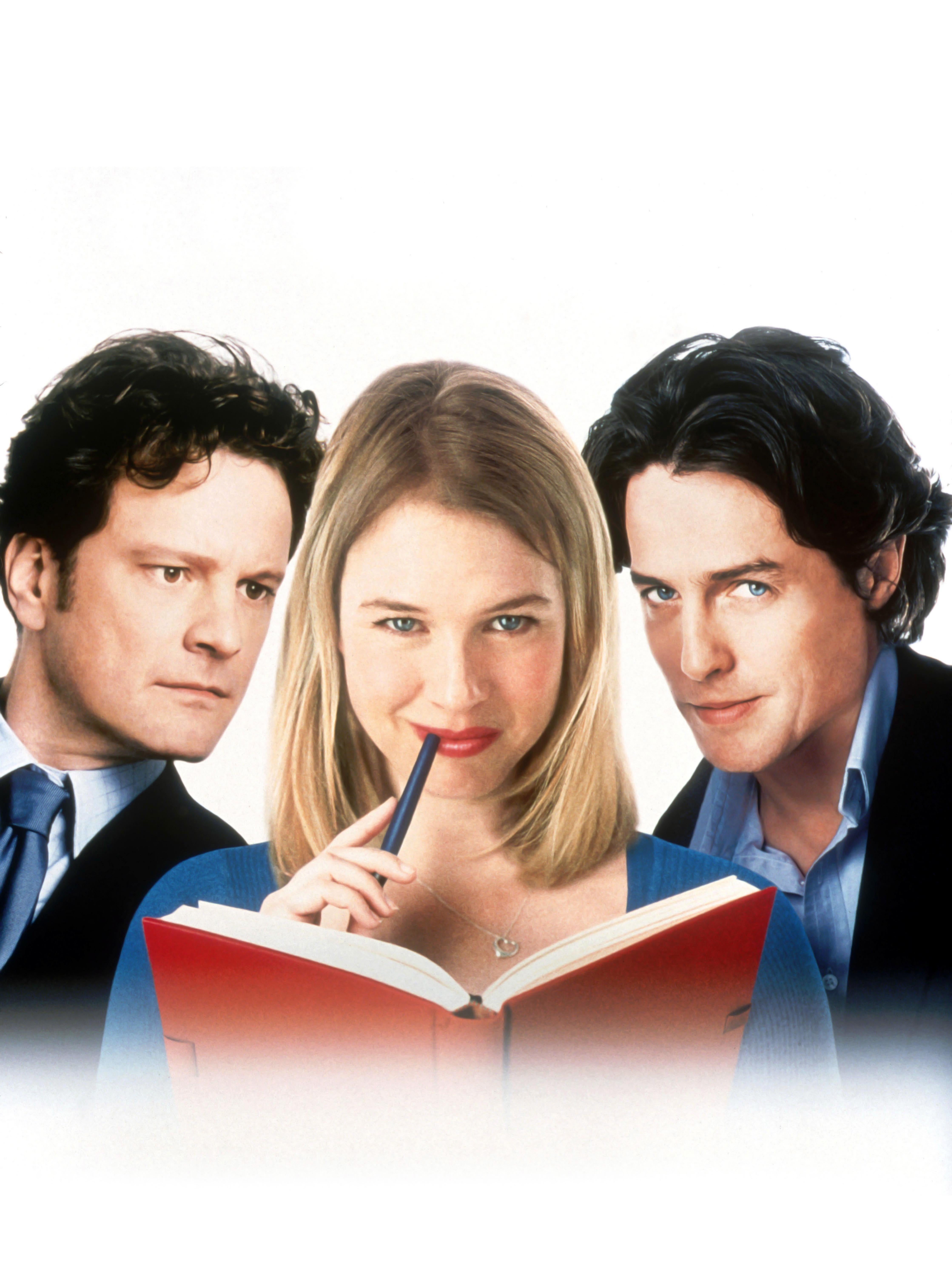 Colin Firth, Renée Zellweger and Hugh Grant in promotional material for Bridget Jones's Diary