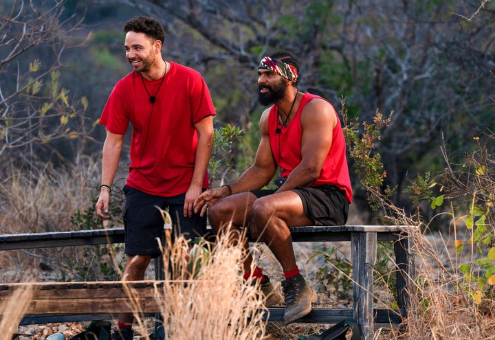 Adam Thomas and David Haye in I'm A Celebrity: South Africa before their fall-out