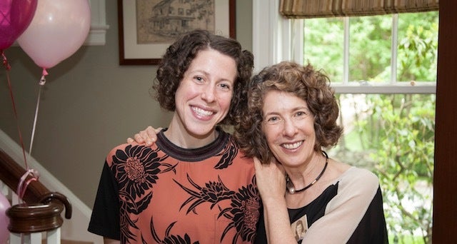 The author (right) with her daughter Alex at a family party.