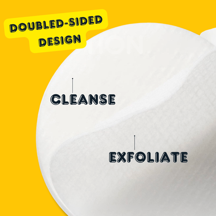 The double-sided design cleanses and exfoliates.