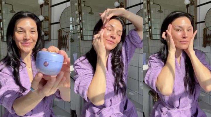 The cream can be applied all over the face and neck.