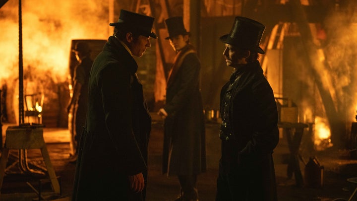 James Norton, Louis Partridge and Anthony Boyle in House Of Guinness