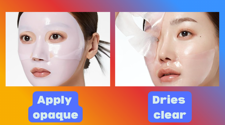 The mask clears as it dries, as all the ingredients soak into your skin.