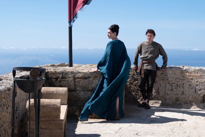 Anne Hathaway and Tom Holland on the set of Christopher Nolan's The Odyssey